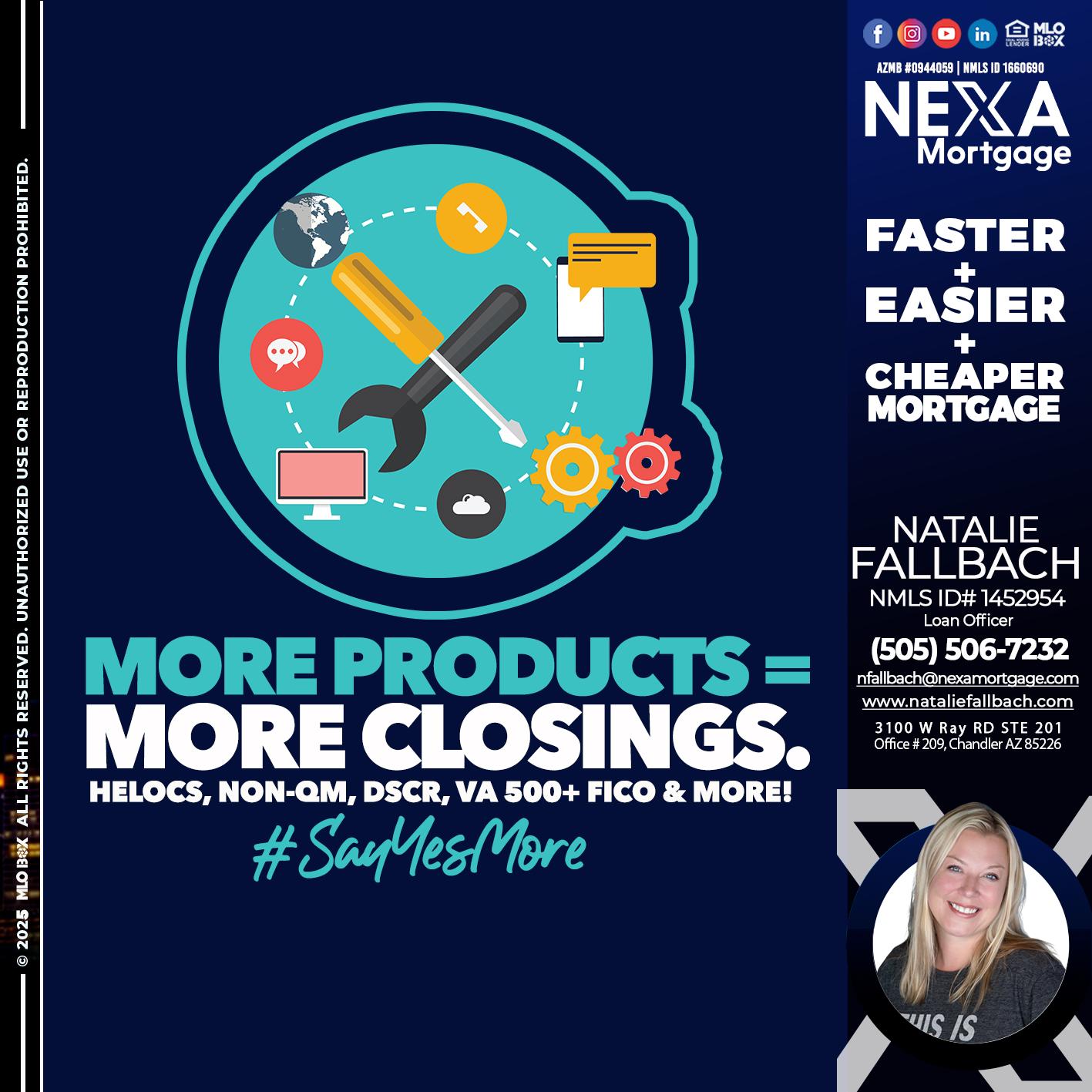 MORE PRODUCTS - Natalie Fallbach -Mortgage Loan Officer