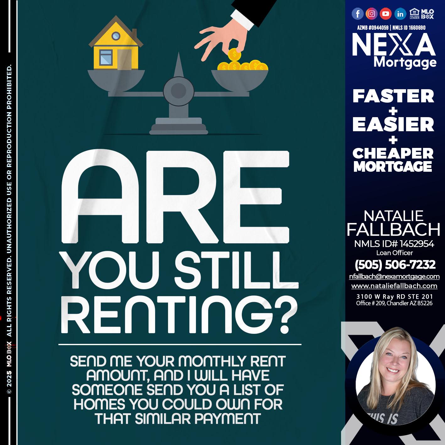 ARE YOU STILL RENTING? - Natalie Fallbach -Mortgage Loan Officer