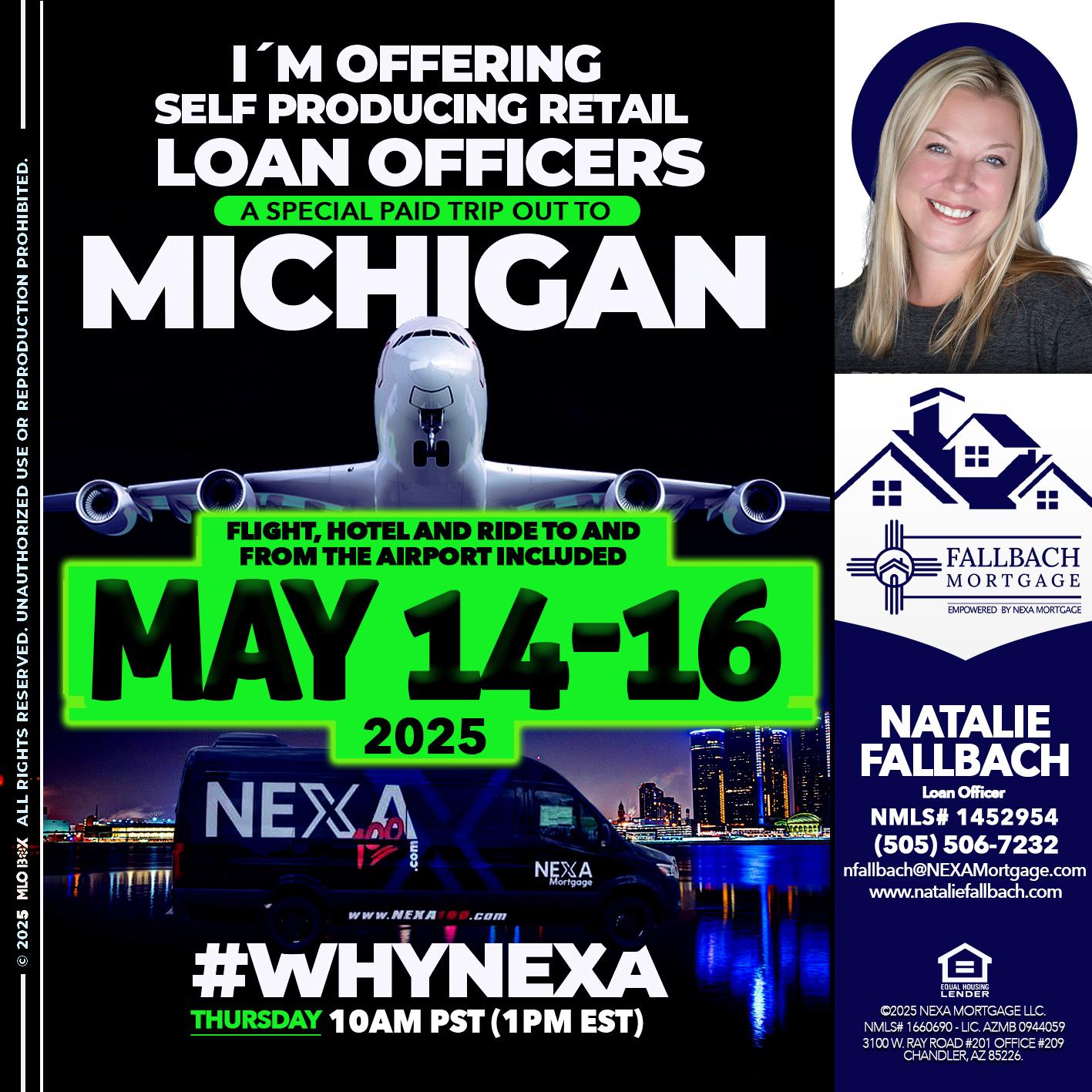 MAY 14-16 MICHIGAN TRIP - Natalie Fallbach -Mortgage Loan Officer