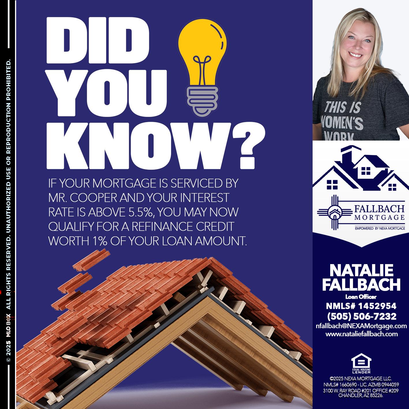 DID YOU KNOW? - Natalie Fallbach -Mortgage Loan Officer