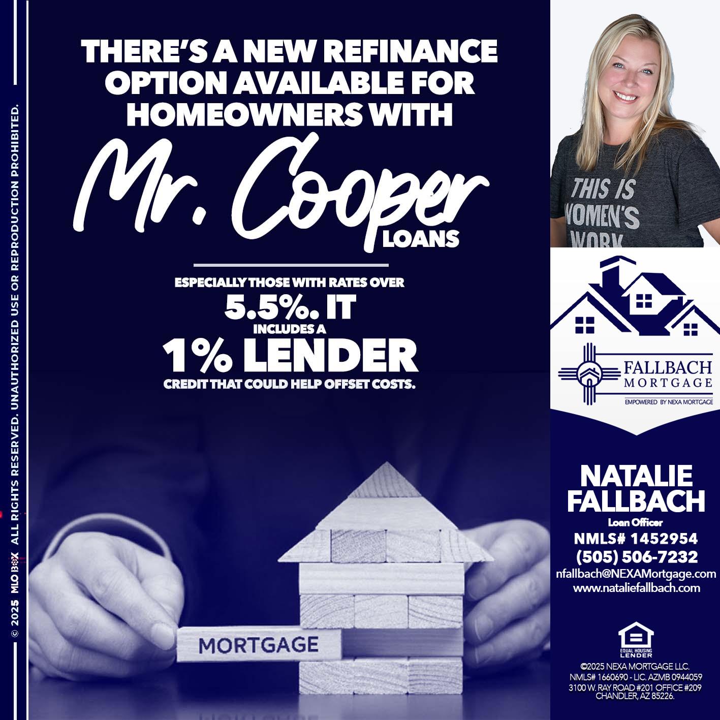 Mr. Cooper loans - Natalie Fallbach -Mortgage Loan Officer