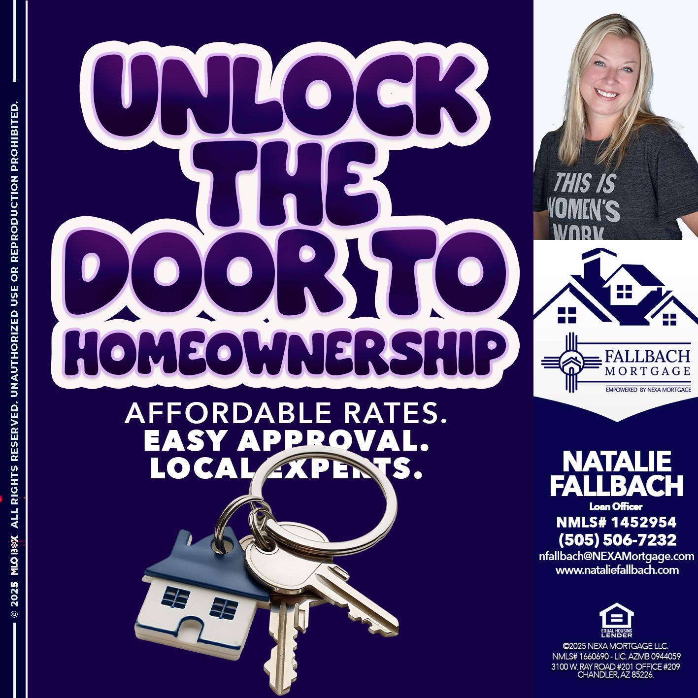 UNLOCK THE DOOR - Natalie Fallbach -Mortgage Loan Officer