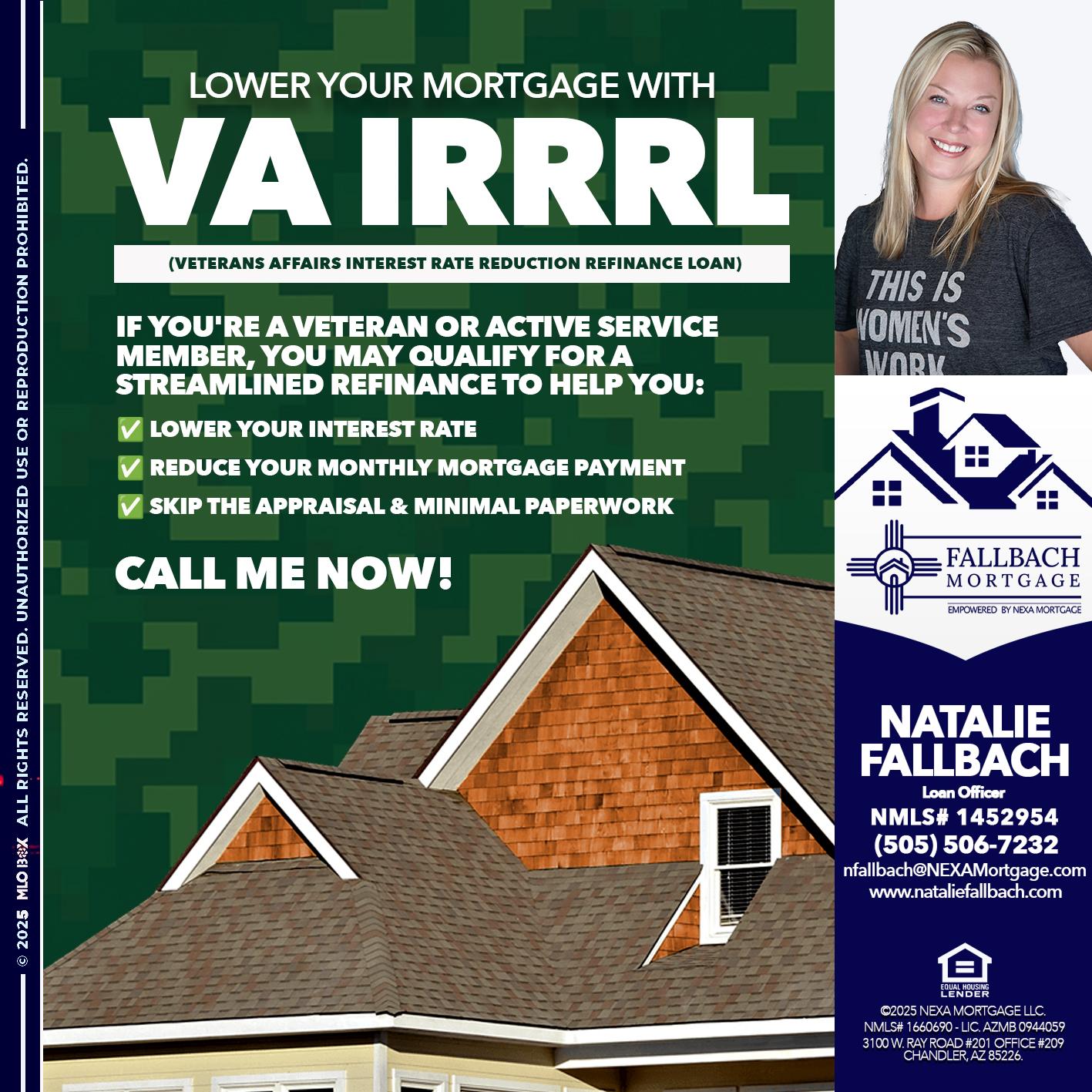 VA IRRRL - Natalie Fallbach -Mortgage Loan Officer