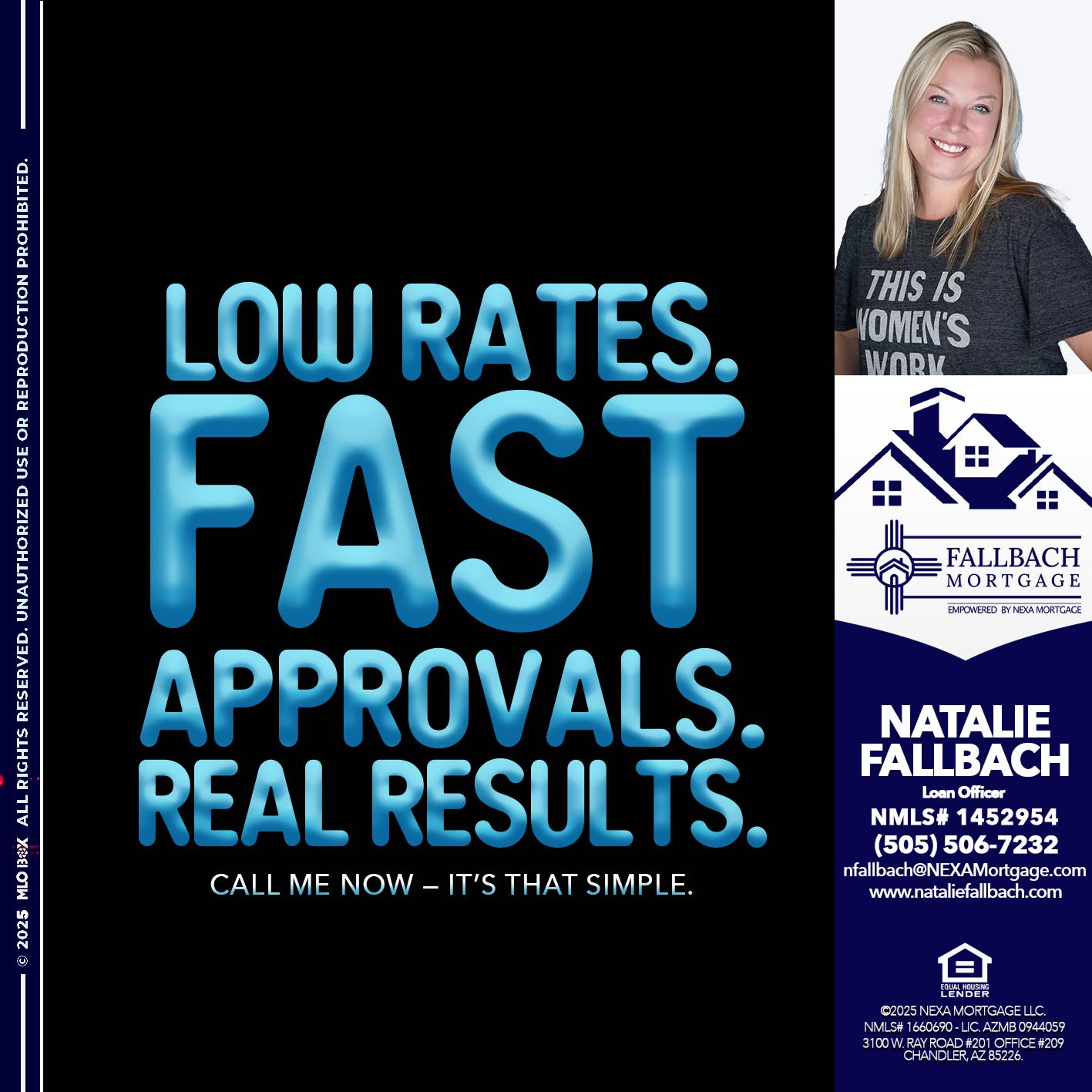 LOW RATES - Natalie Fallbach -Mortgage Loan Officer