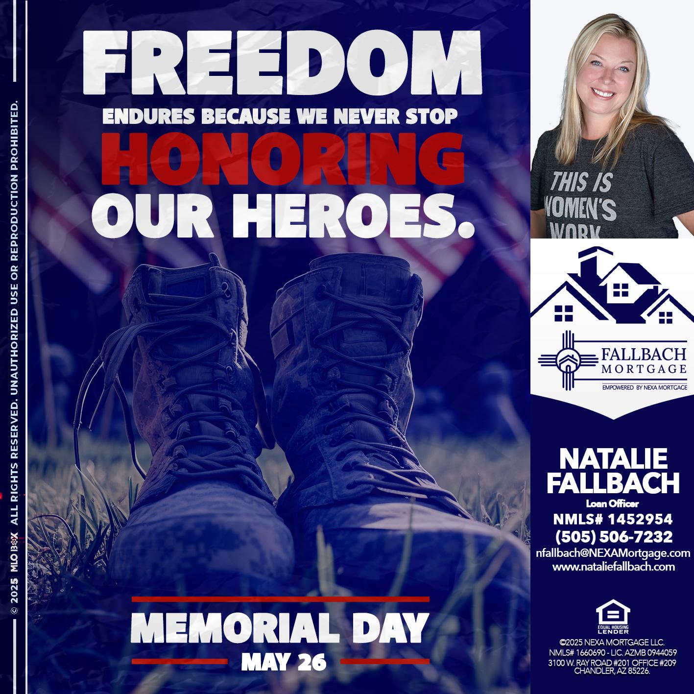 Memorial Day - Natalie Fallbach -Mortgage Loan Officer