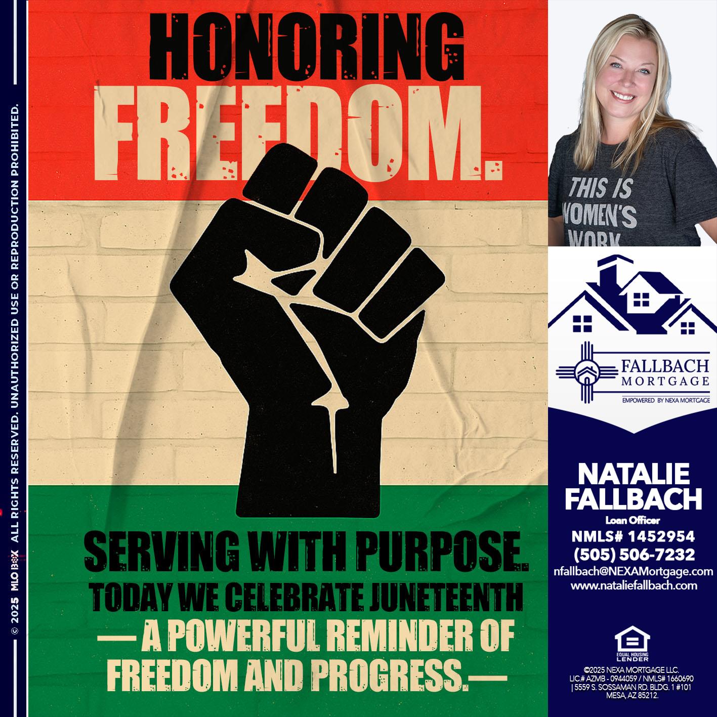 HONORING FREEDOM - Natalie Fallbach -Mortgage Loan Officer
