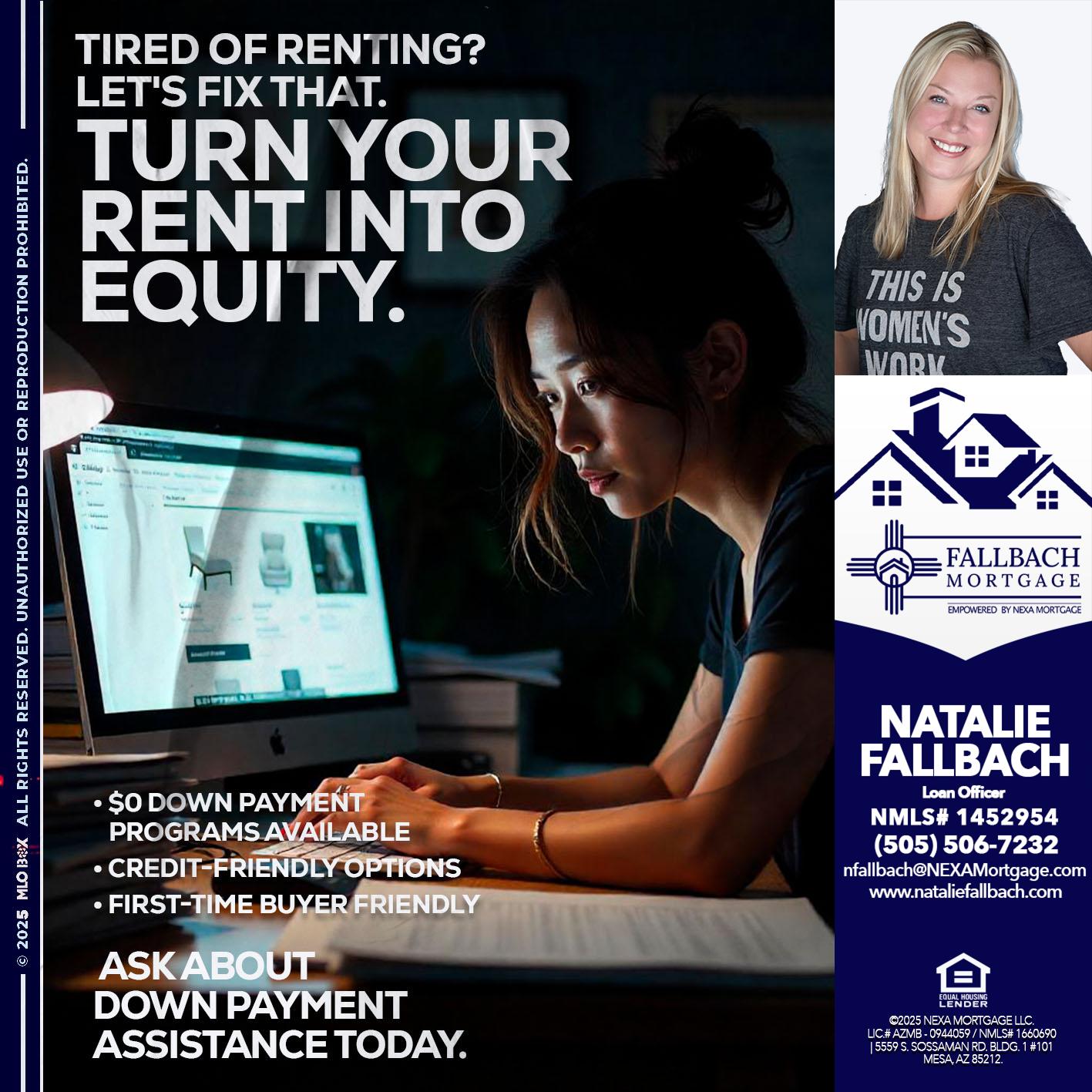 tired of renting? - Natalie Fallbach -Mortgage Loan Officer