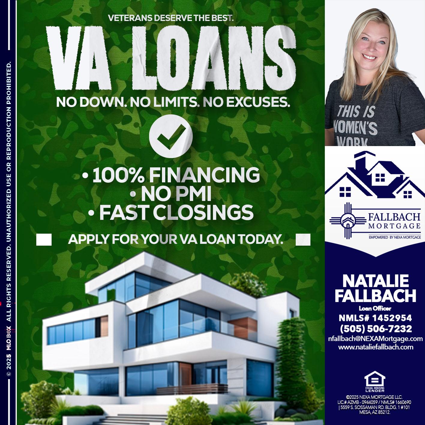 VA LOANS - Natalie Fallbach -Mortgage Loan Officer