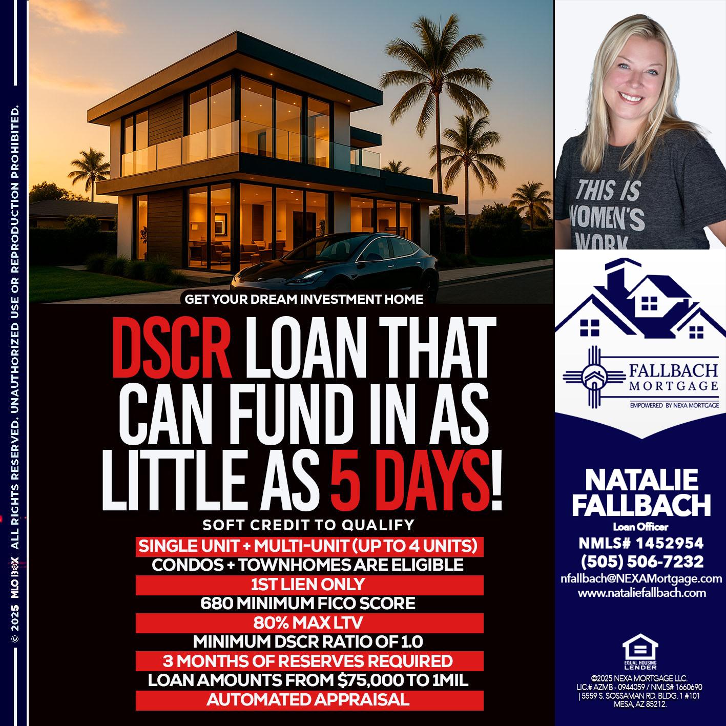 DSCR LOAN - Natalie Fallbach -Mortgage Loan Officer