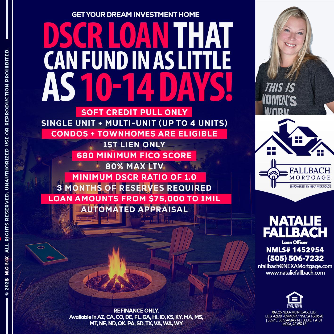 DSCR LOAN - Natalie Fallbach -Mortgage Loan Officer