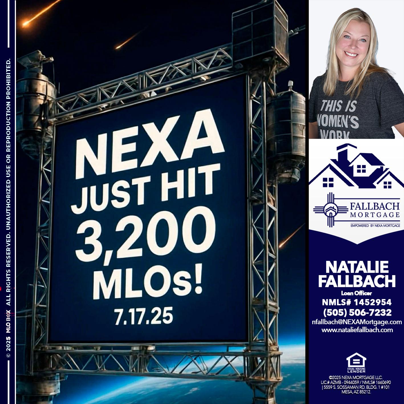 NEXA JUST HIT 3,200 - Natalie Fallbach -Mortgage Loan Officer