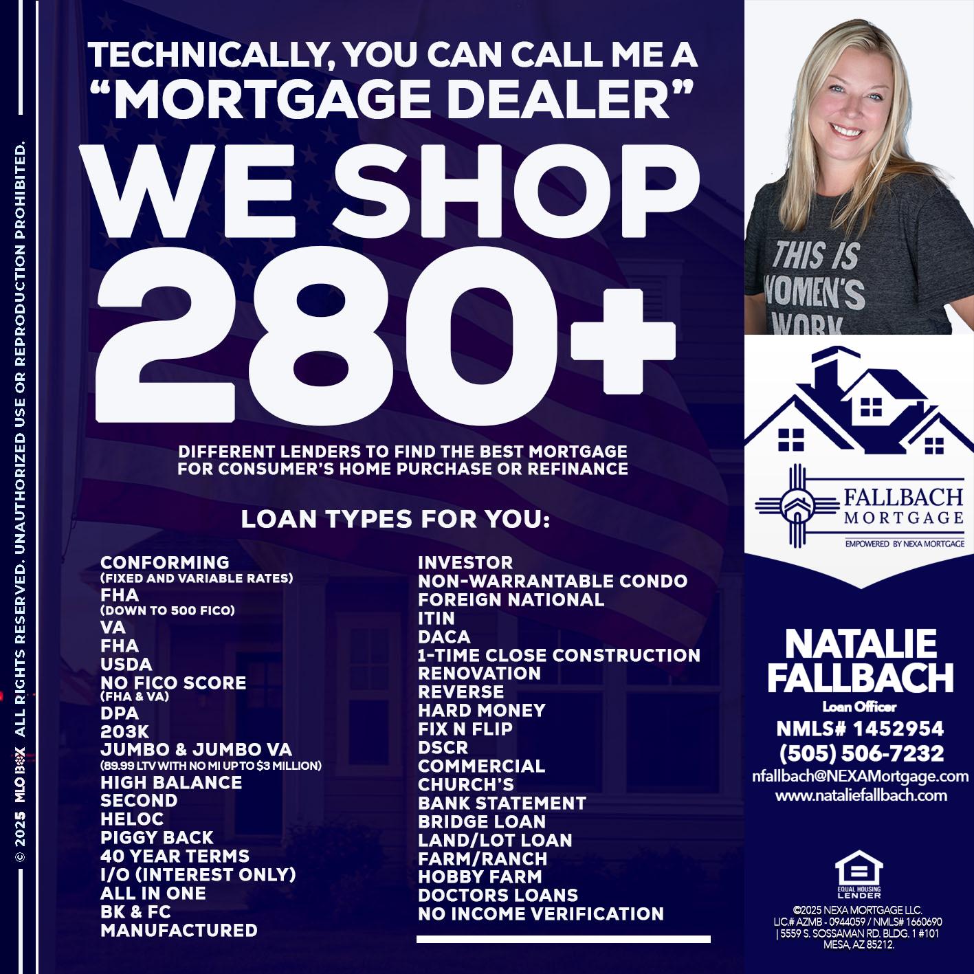 WE SHOP 280 + - Natalie Fallbach -Mortgage Loan Officer
