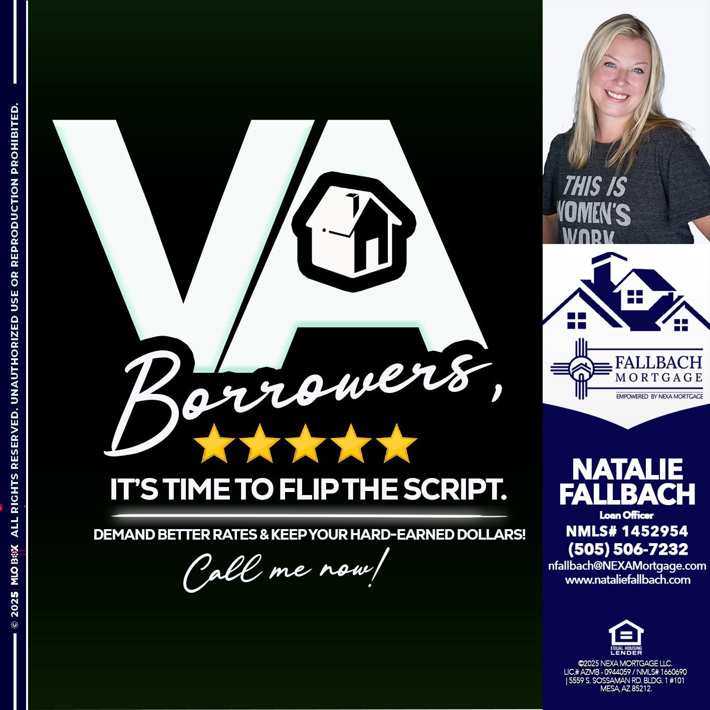 VA BORROWERS - Natalie Fallbach -Mortgage Loan Officer