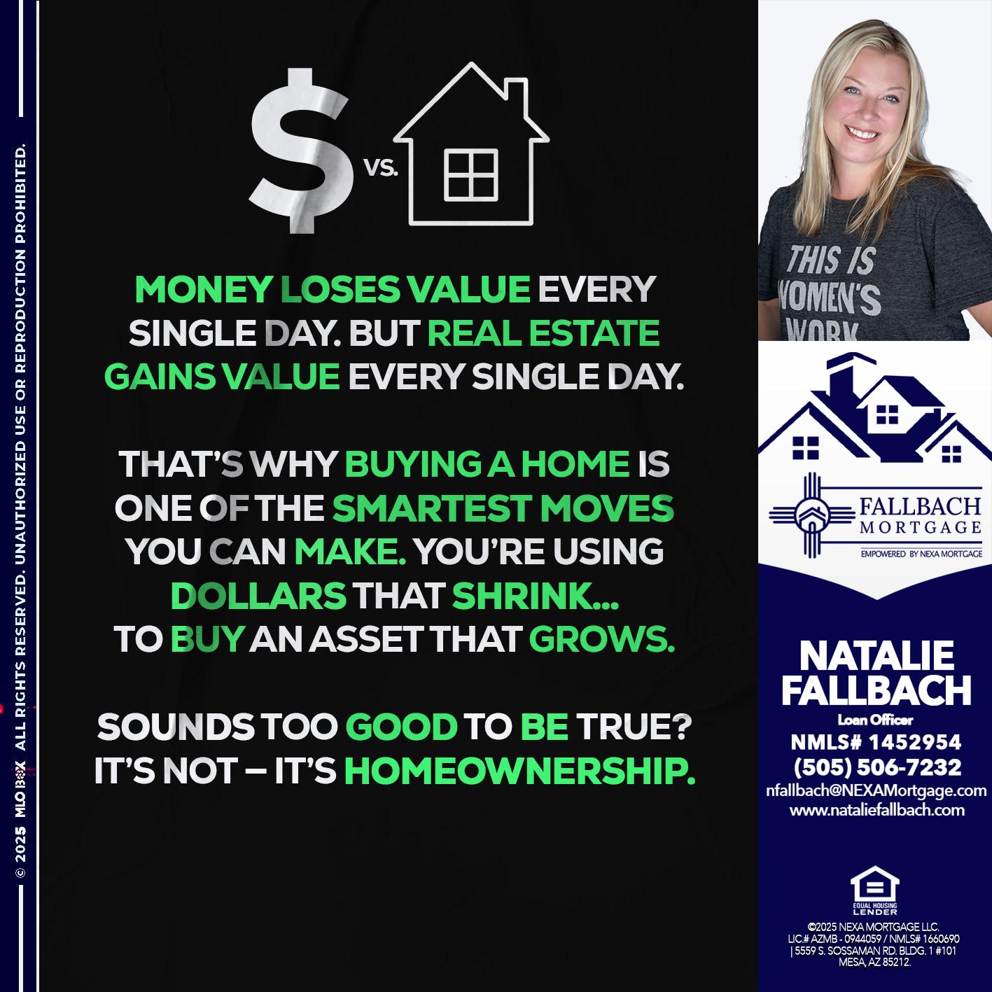MONEY LOSES VALUE - Natalie Fallbach -Mortgage Loan Officer