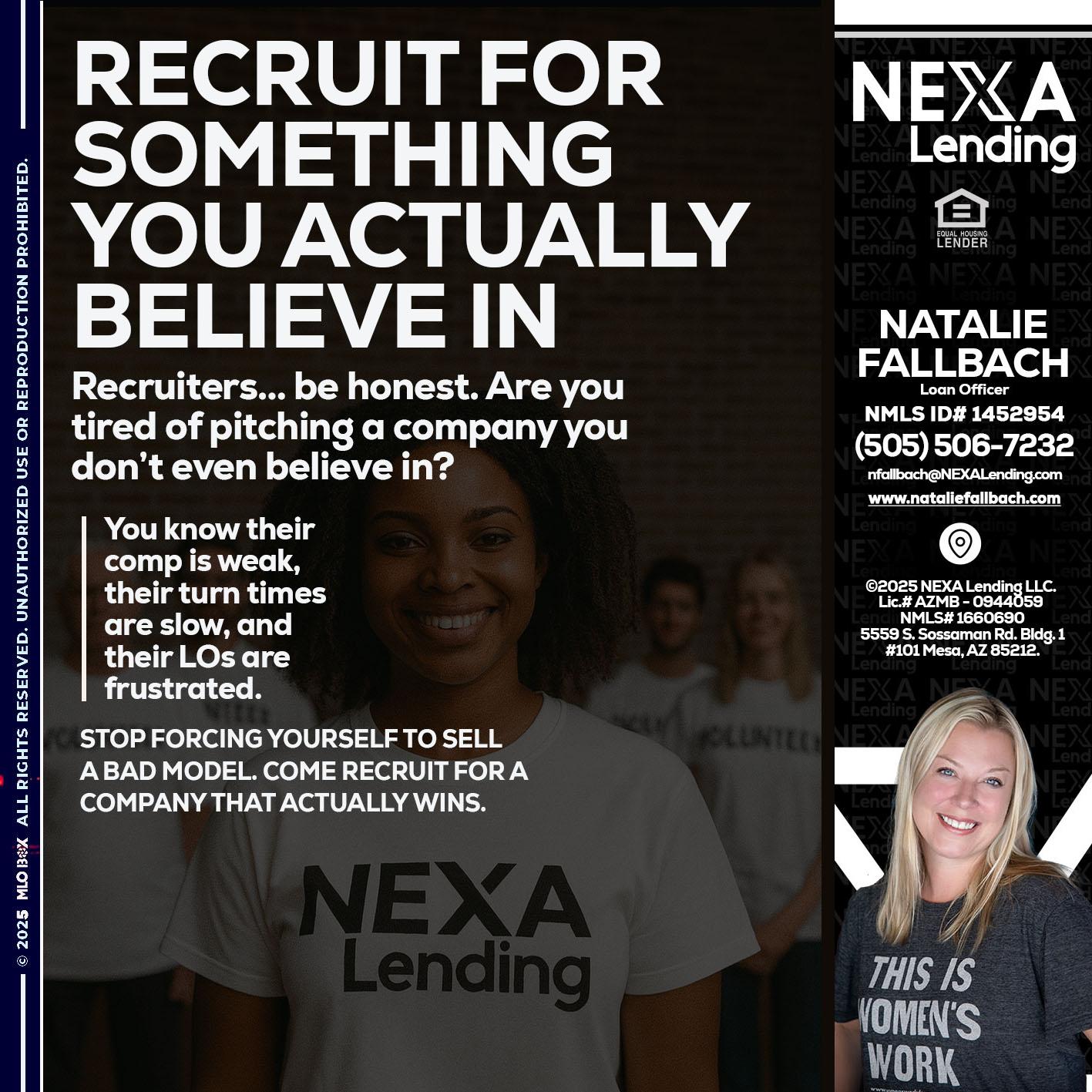 RECRUITING - Natalie Fallbach -Mortgage Loan Officer