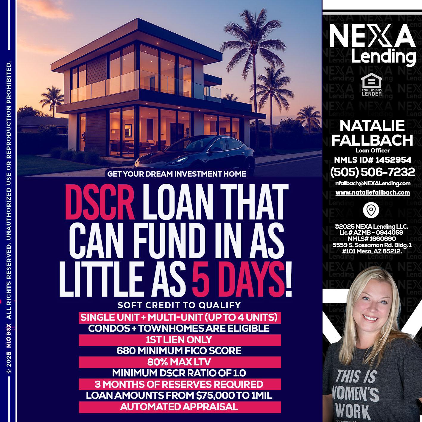 DSCR - Natalie Fallbach -Mortgage Loan Officer