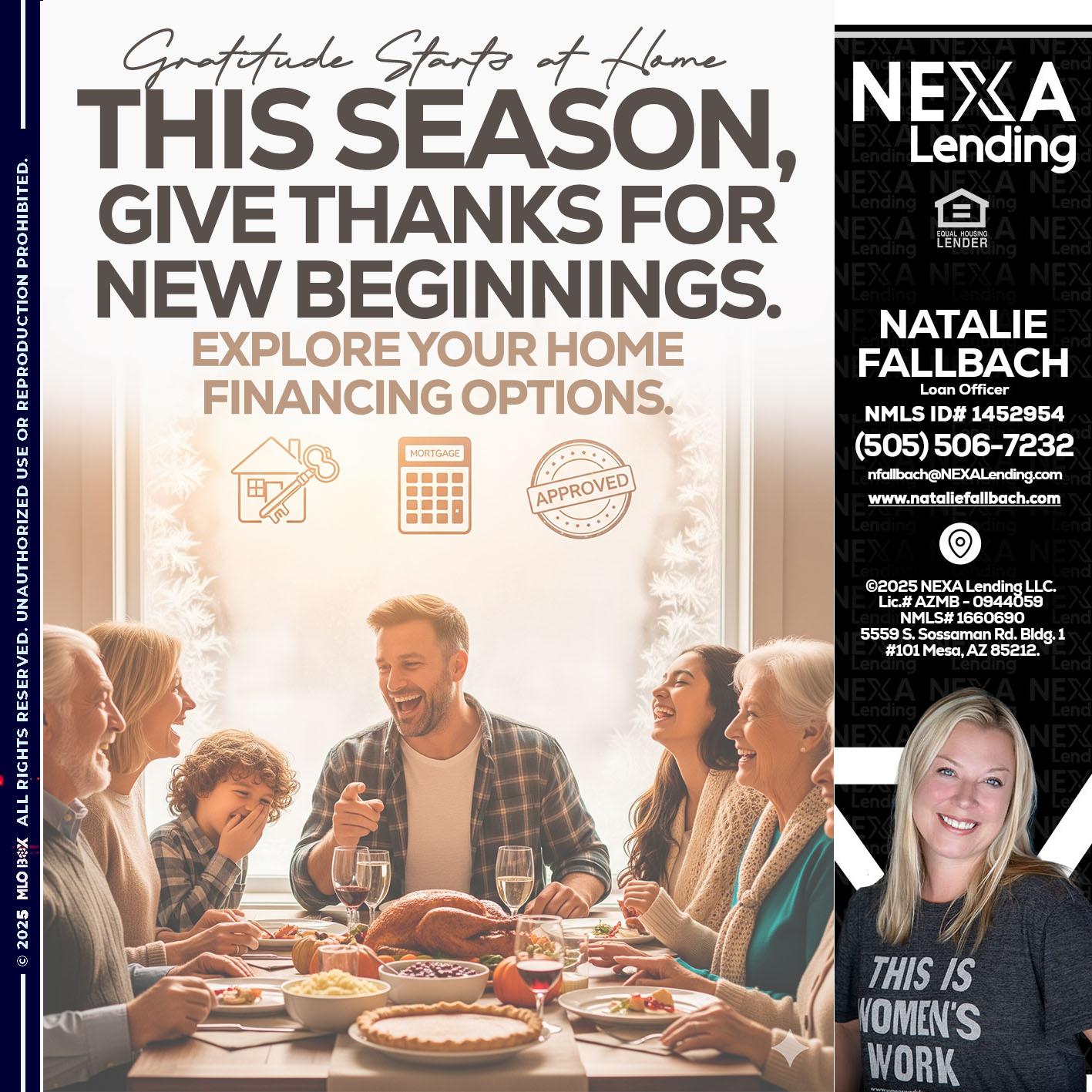 THIS SEASON - Natalie Fallbach -Mortgage Loan Officer