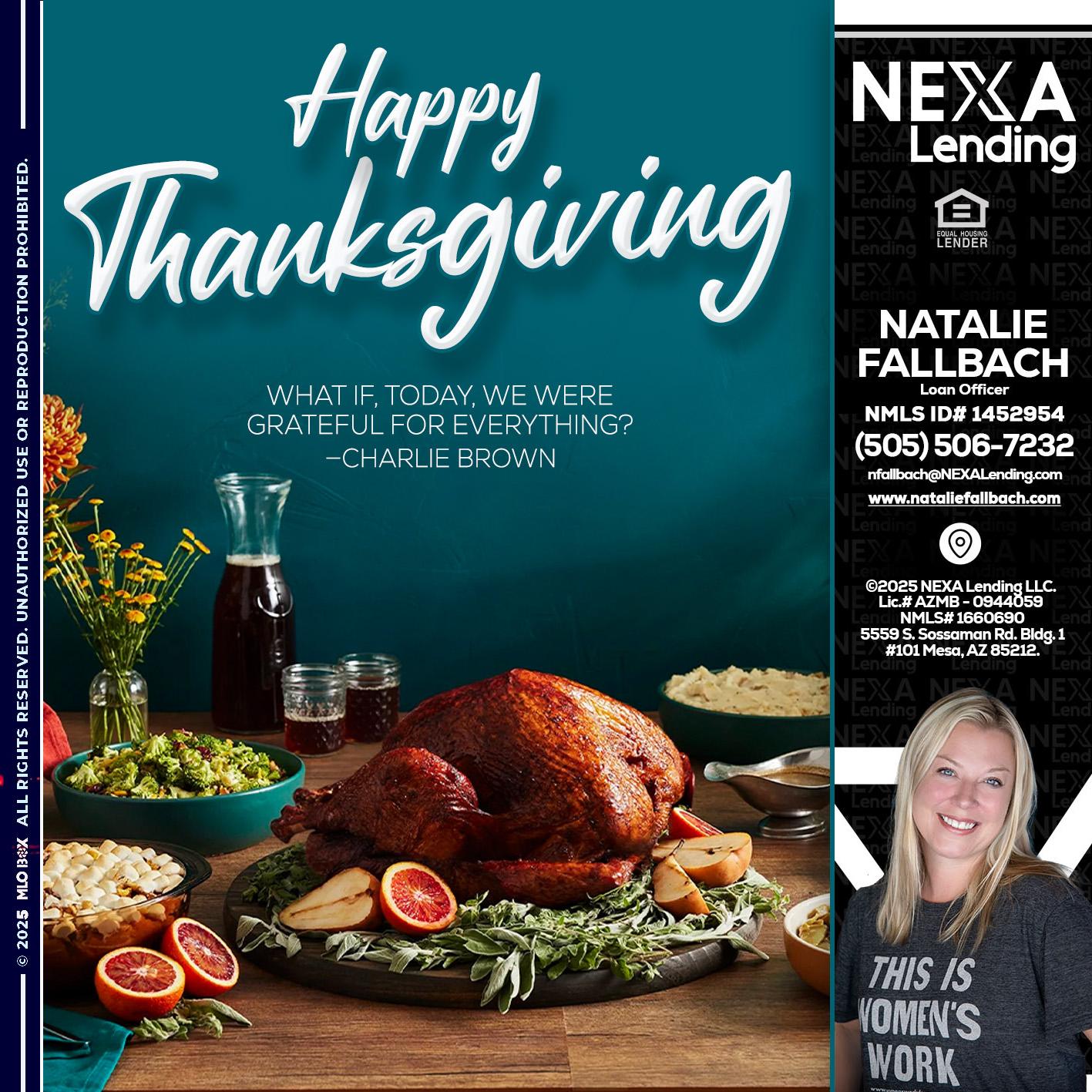 happy Thanksgiving - Natalie Fallbach -Mortgage Loan Officer
