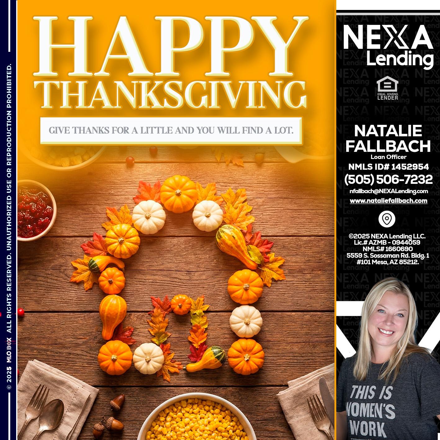 HAPPY THANKSGIVING - Natalie Fallbach -Mortgage Loan Officer